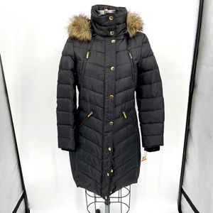 Michael Kors winter jacket. Size small. Color black with faux fur hood trim.